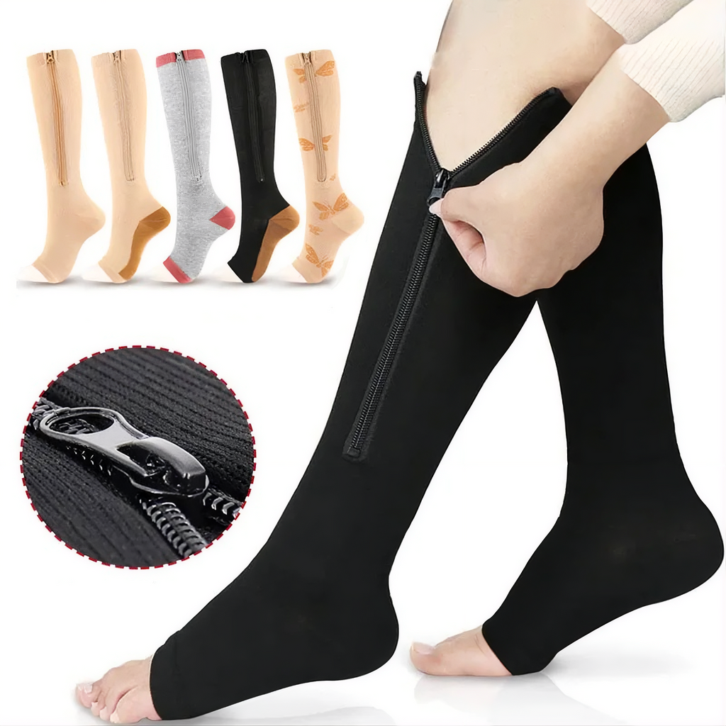 Calcetines de Compresión con Cremallera | 15-20 mmHg | Piernas Ligeras