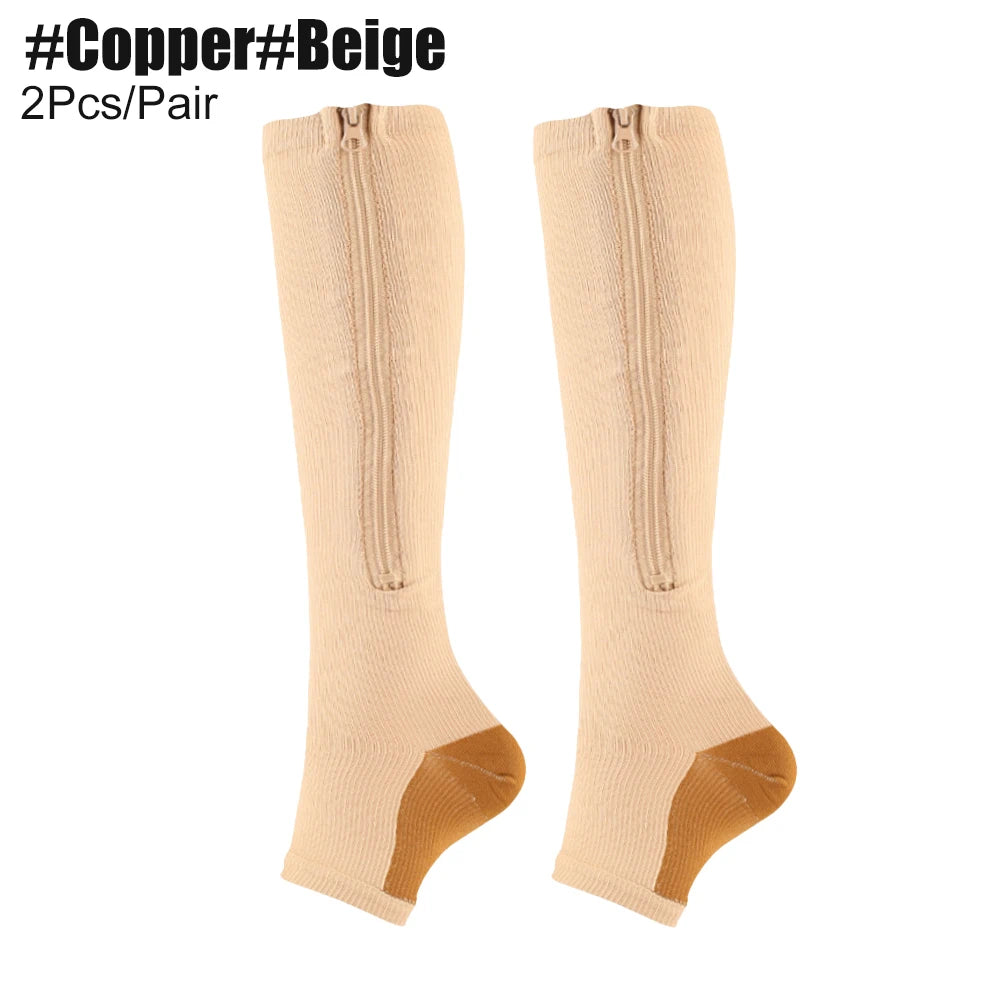 Calcetines de Compresión con Cremallera | 15-20 mmHg | Piernas Ligeras