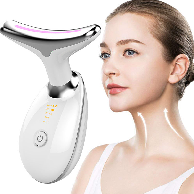 Dispositivo EMS Lifting Facial y Cuello | Vibración + LED + Calor | Antiedad
