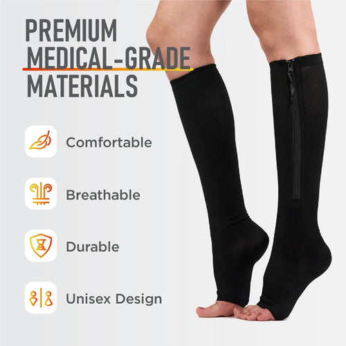 Calcetines de Compresión con Cremallera | 15-20 mmHg | Piernas Ligeras