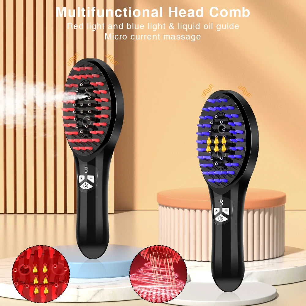 Peine Masajeador Eléctrico EMS con Nano Spray | Estimula el Cuero Cabelludo