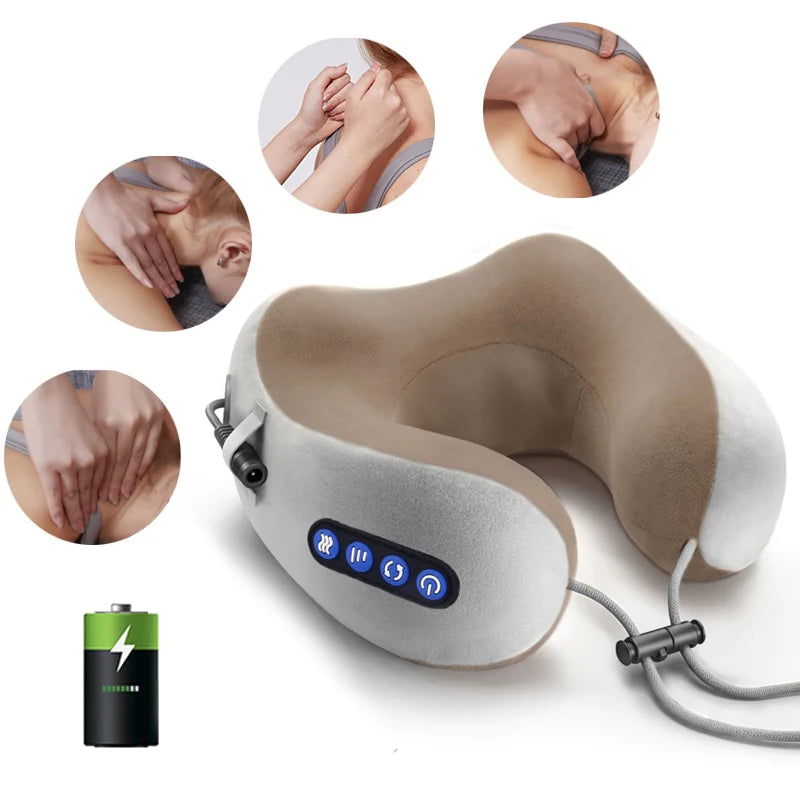 Almohada Masajeadora Cervical en U | Calor + Vibración | Cuello y Hombros