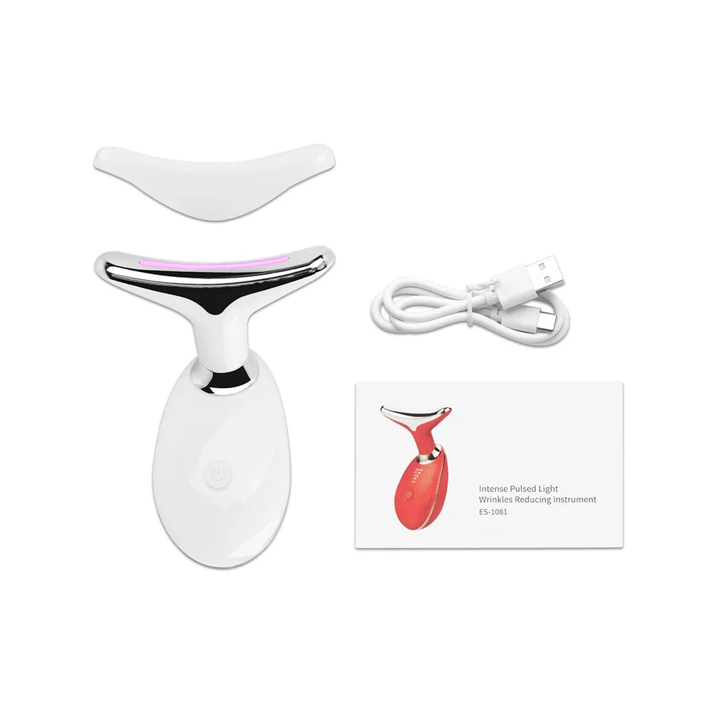 Dispositivo EMS Lifting Facial y Cuello | Vibración + LED + Calor | Antiedad