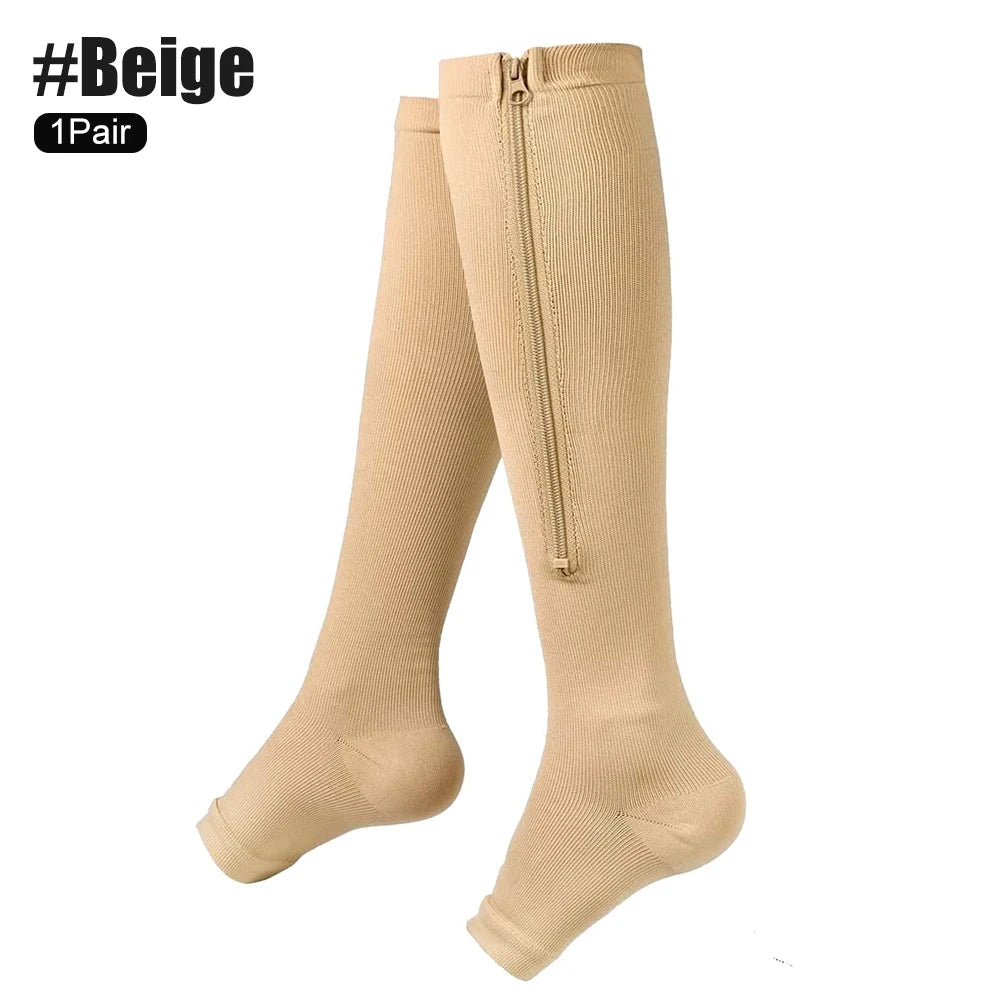Calcetines de Compresión con Cremallera | 15-20 mmHg | Piernas Ligeras