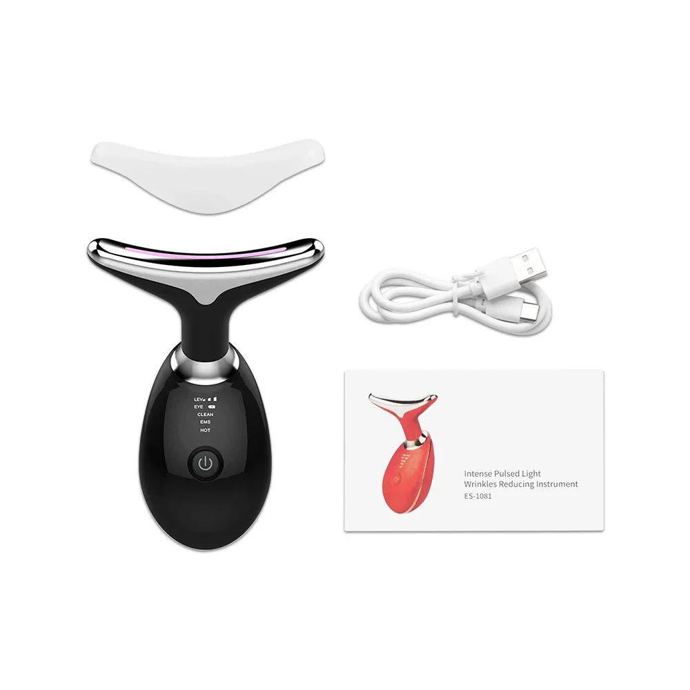 Dispositivo EMS Lifting Facial y Cuello | Vibración + LED + Calor | Antiedad