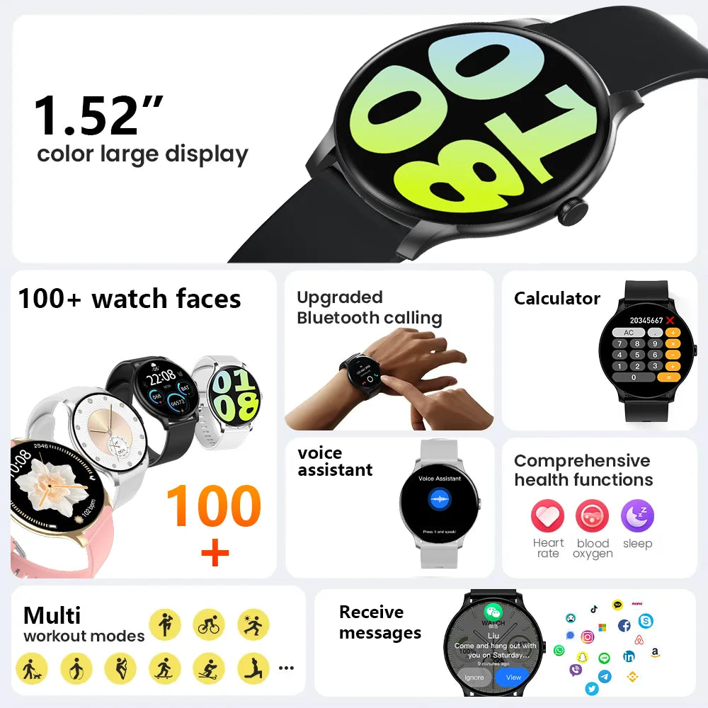 LXASFIT 2026 - Reloj Inteligente Deportivo para Mujer | Monitor de Salud, Ritmo Cardíaco y Sueño | Bluetooth | Android e iOS